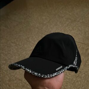 Adidas Black Hat with Decorative Trim